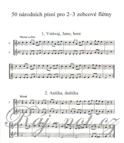 50 národních písní II. pro 2 nebo 3 zobcové flétny