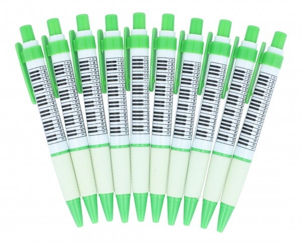 Zeleno-bílé pero s potiskem klaviatury