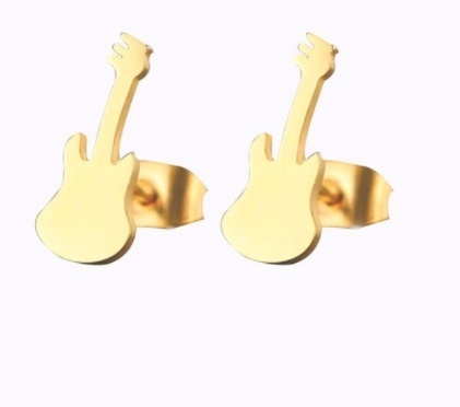 Náušnice pecky - tvar kytary zlatá barva
