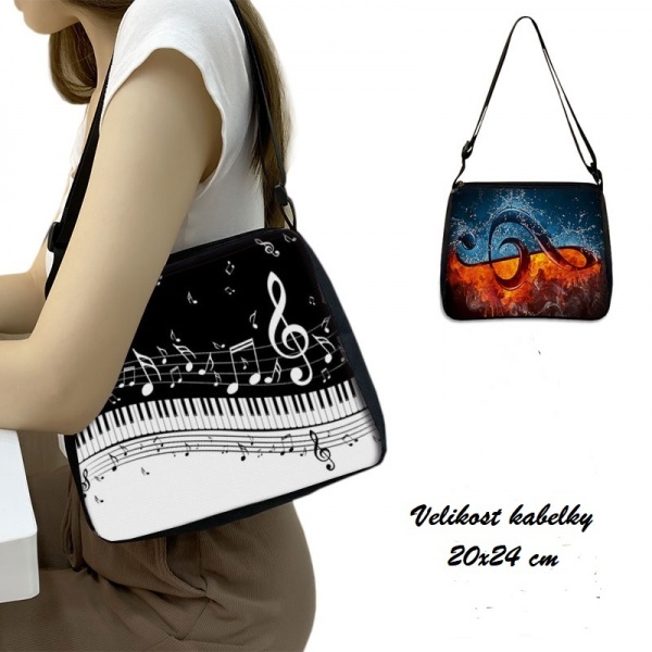 Dívčí kabelka na rameno - klaviatura a noty