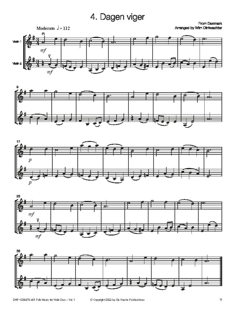Folk Music for Violin Duo  Vol. 1 - 12 mezinárodních lidových melodií pro dvoje housle