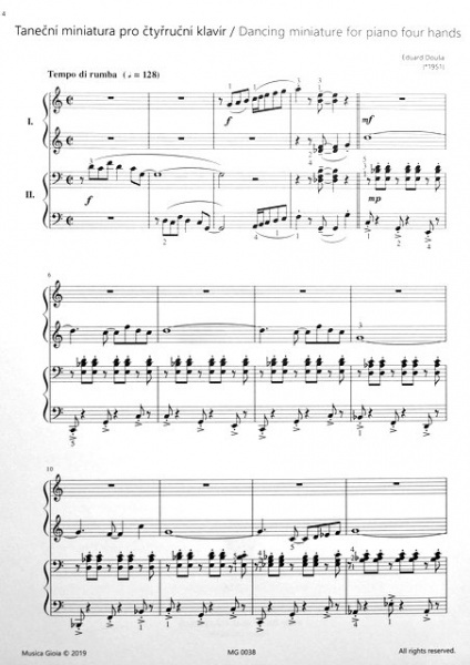 Taneční miniatura pro čtyřruční klavír od Eduarda Douši