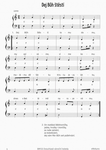 Dvouhlasé vánoční koledy známé české koledy v jednoduchém aranžmá pro začínající klavíristy
