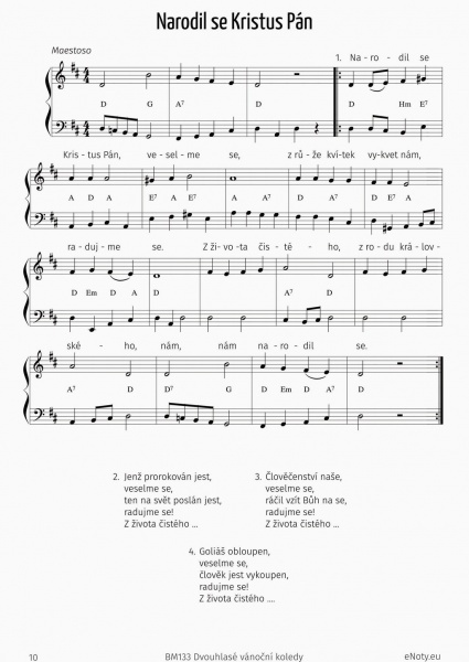 Dvouhlasé vánoční koledy známé české koledy v jednoduchém aranžmá pro začínající klavíristy