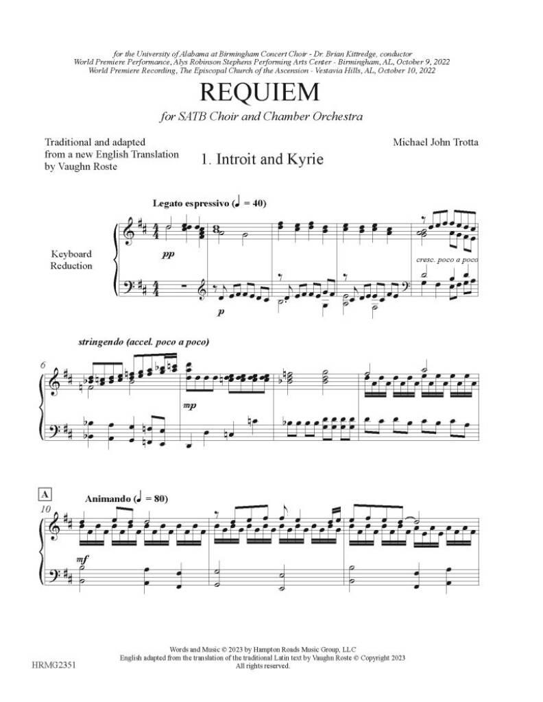 Requiem - velikonoční muzika pro sbor SATB a klavír