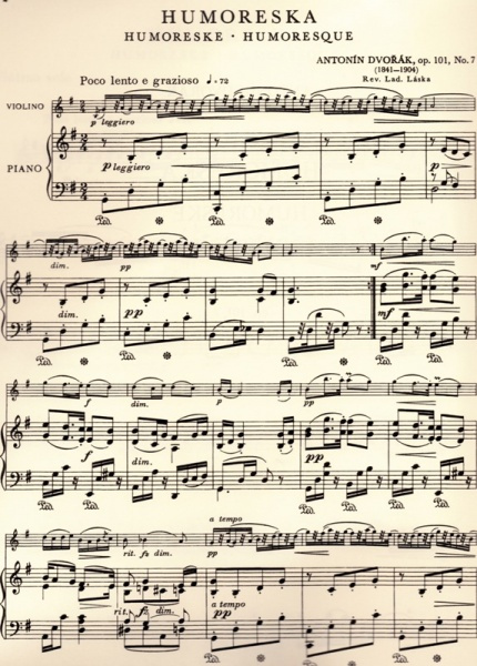 Humoreska G dur op. 101 č. 7 pro housle a klavír od Antonín Dvořák