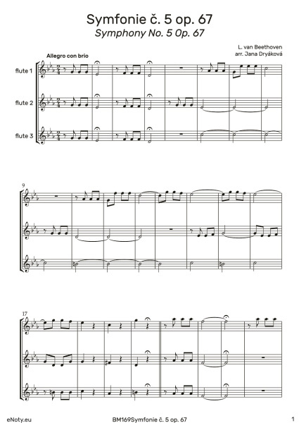 Symfonie č.5 op.67 pro trio příčných fléten