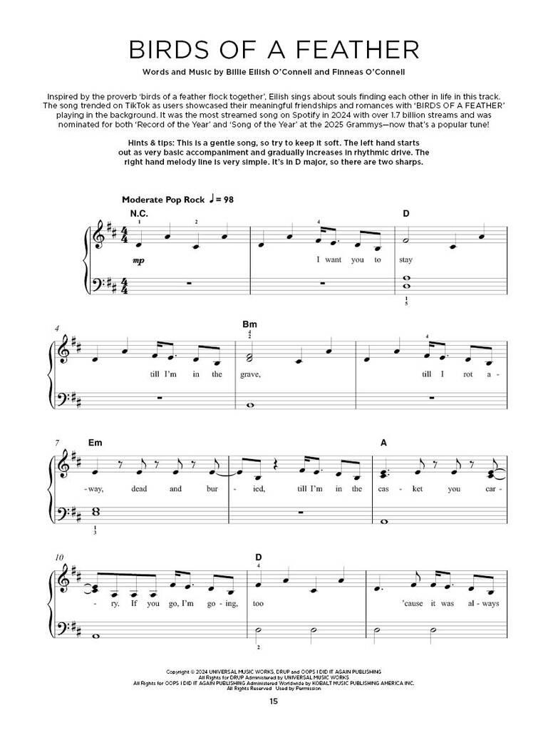 Really Easy Piano: Chart Hits of 2024-2025 - 16 největších hitů pro klavír