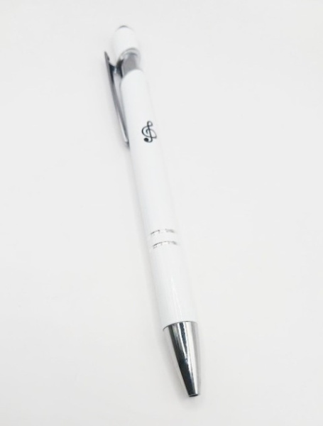 Bílé kuličkové pero s potiskem houslový klíč