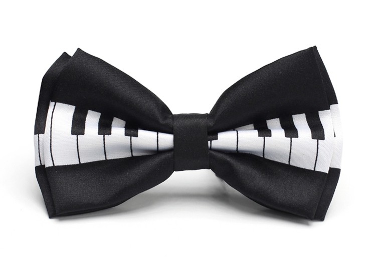 Motýlek v barvě Černo/bílý s potiskem klaviatura