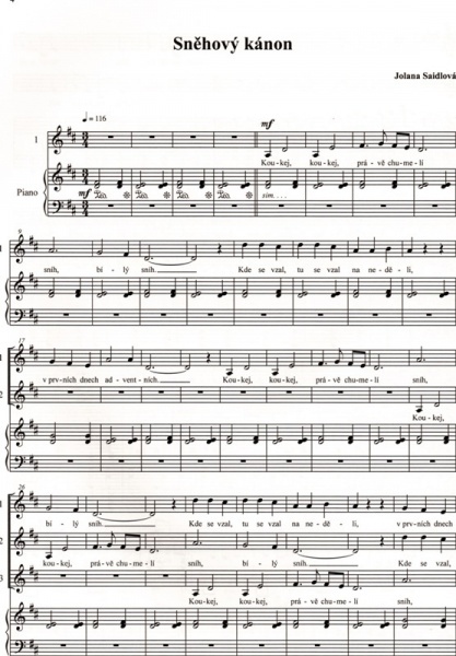 Bílou cestičkou od Jolany Saidlové cyklus zimních písní a kanónů s doprovodem klavíru