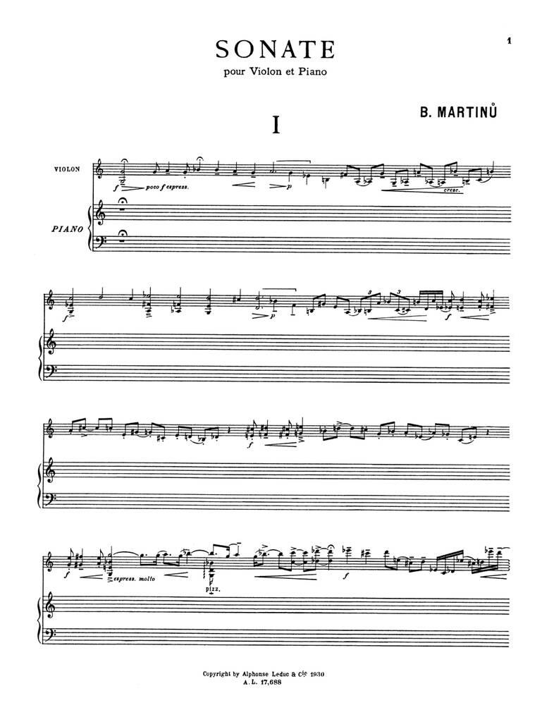 Sonata No.1, H182 pro housle a klavír