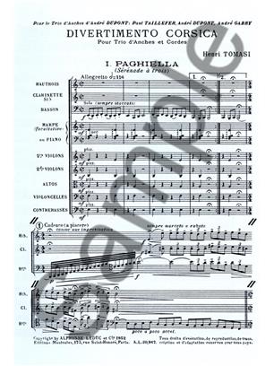 Divertimento Corsica - Woodwind Trio, Harp [or Piano] and String Orchestra