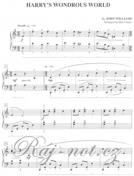 Harry Potter Magical Music easy piano jednoduchá úprava pro klavír