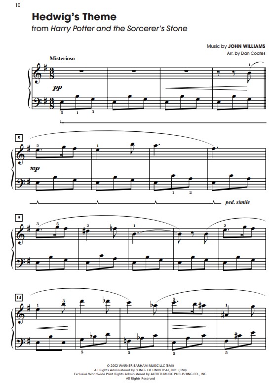 Harry Potter: Music from the Complete Film Series - Easy Piano noty pro začátečníky