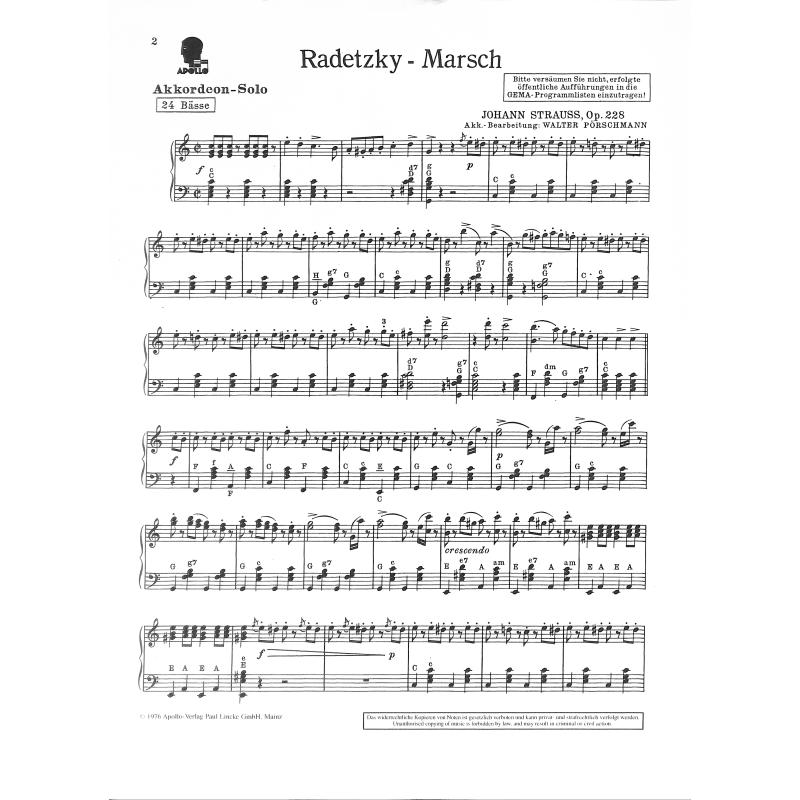 Radetzky Marsch op. 228 - pro akordeon