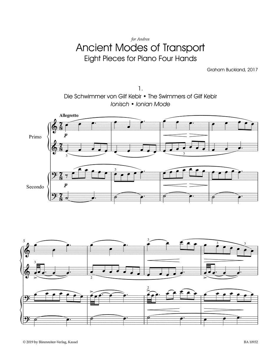 Ancient Modes Of Transport - Osm kusů pro klavír na čtyři ruce