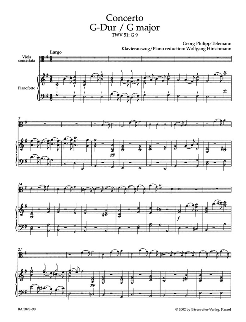 Concerto in G major TWV 51 - koncert pro violu a klavír