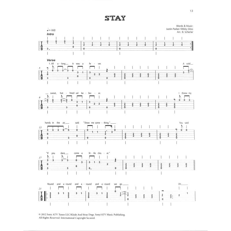 Best of Pop & Rock for Acoustic Guitar 1 - jednoduché sóla pro kytaru s TAB