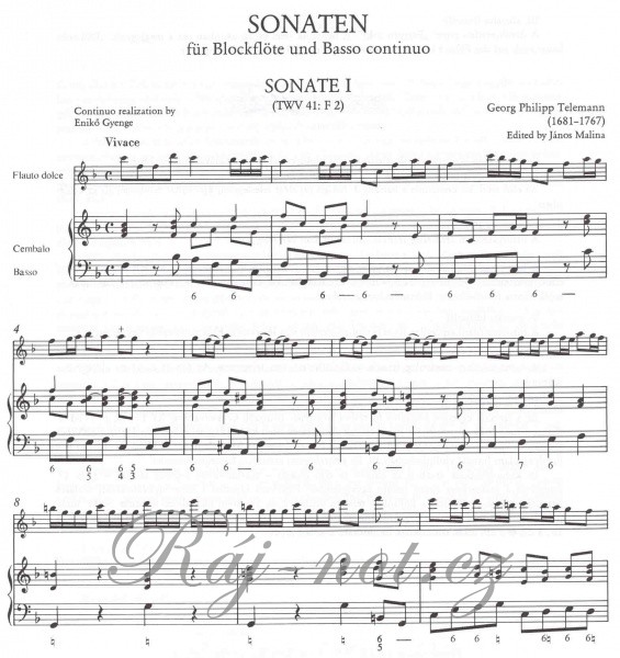 Sonatas for Recorder and Continuo - für Blockflöte und Basso continuo