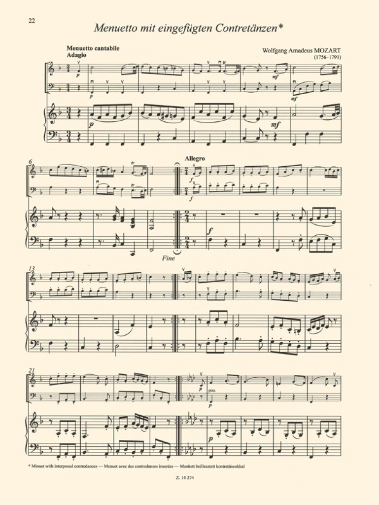 Klassische Klaviertrios für Anfänger (Erste Lage) - smyčcový orchestr a klavír