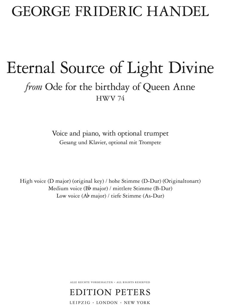 Eternal Source of Light Divine noty pro zpěv a klavír
