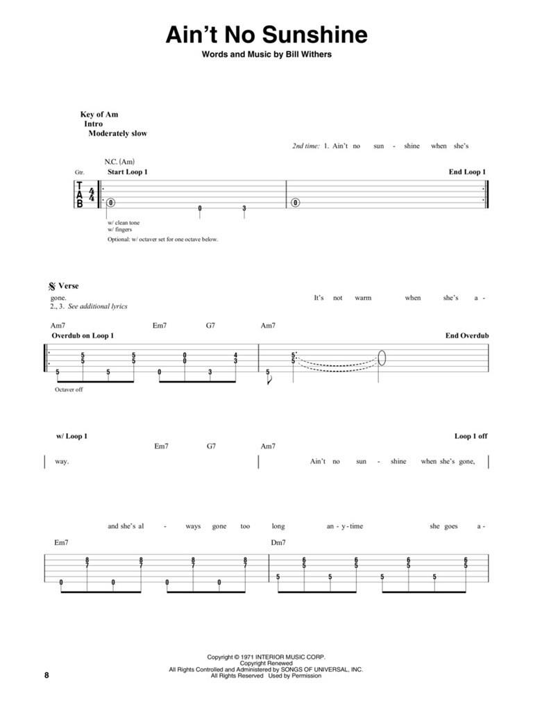 Looper Pedal Songbook - 50 Hits Arranged for Guitar with Riffs, Chords, Lyrics & More - noty na kytaru a zpěv