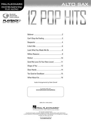 12 Pop Hits pro Alto Saxophone - Instrumental Play-Along