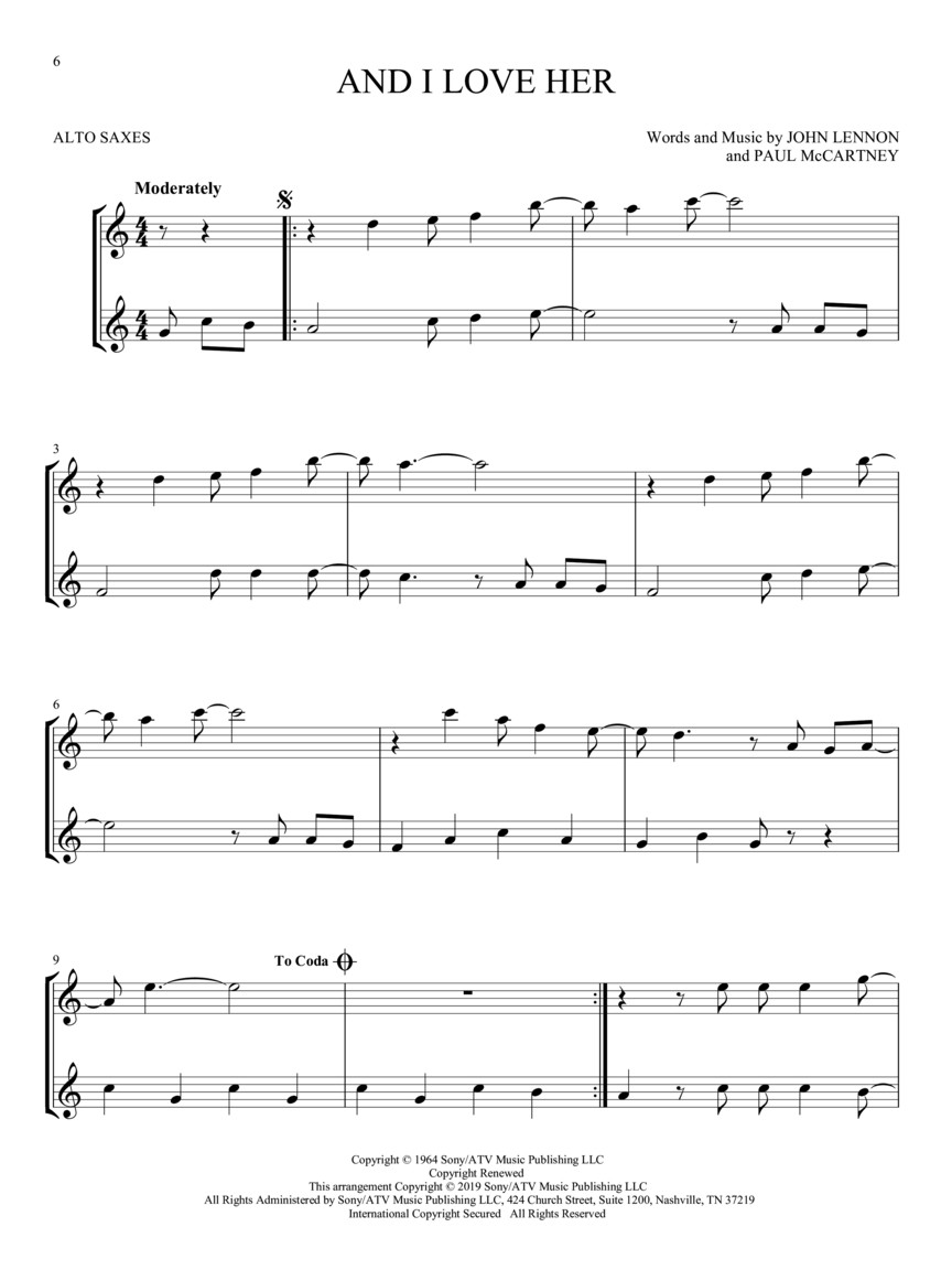 The Beatles pro dva altové saxofony - Easy Instrumental Duets