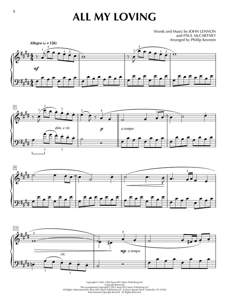 The Beatles For Classical Piano - The Phillip Keveren Series