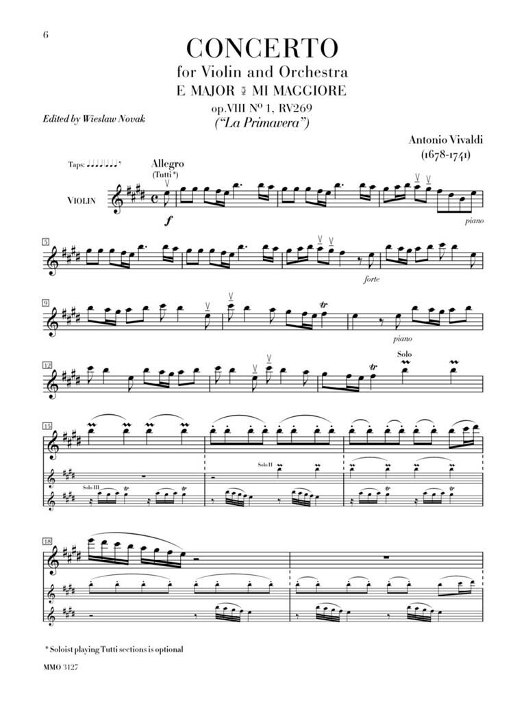 Le Quattre Stagioni [The Four Seasons] - Čtvero ročních období - noty pro housle s doprovodem orchestru