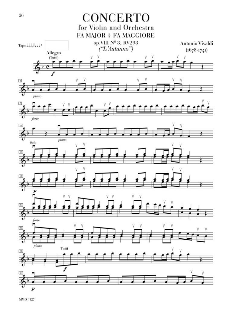 Le Quattre Stagioni [The Four Seasons] - Čtvero ročních období - noty pro housle s doprovodem orchestru