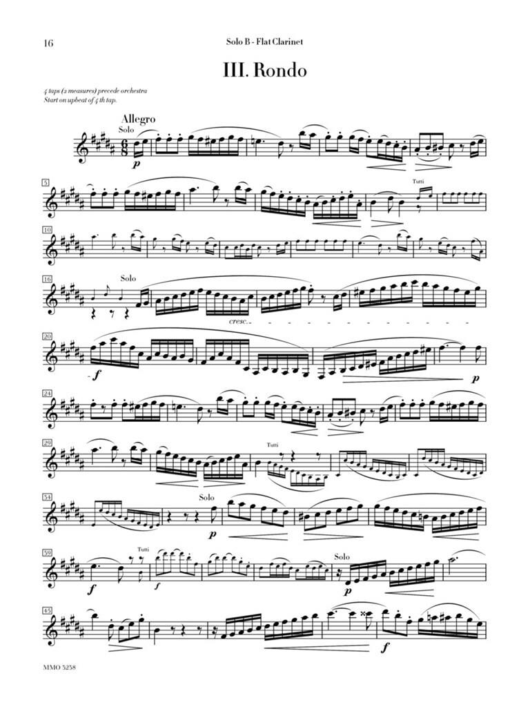 Clarinet Concerto in A Major, K. 622 - noty na klarinet