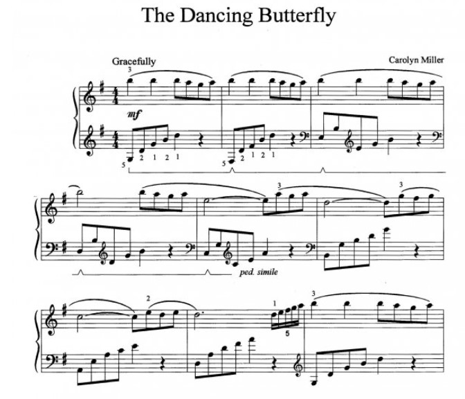 The Dancing Butterfly - Tančící motýl pro klavír