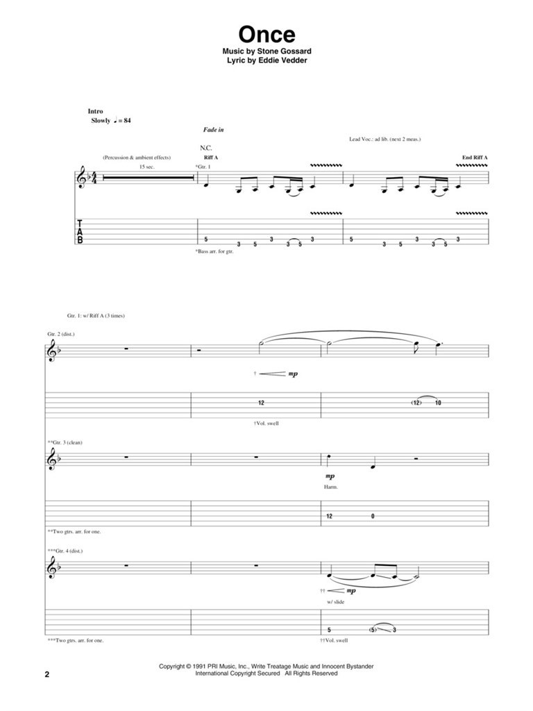 Pearl Jam - Ten (Updated Edition) - noty pro kytaru