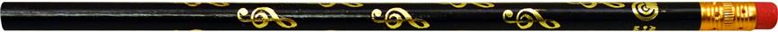 Pencil (Pack of 10): Treble Clef (Black & Gold)