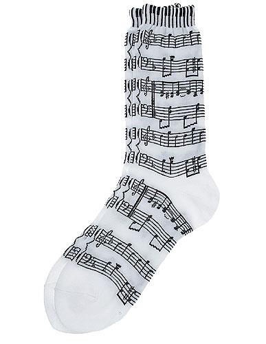 Dámské ponožky - Noty - bílo-černé - ponožky pro hudebníky