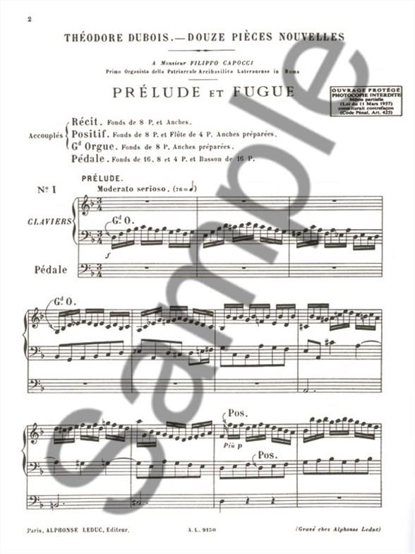Theodore Dubois: Douze Pieces Nouvelles Pour Orgue - pro varhany
