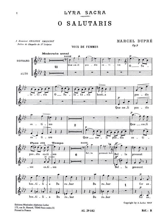 Marcel Dupre: 4 Motets Op.9, No.1: O Salutaris - pro sbor SATB a klavír