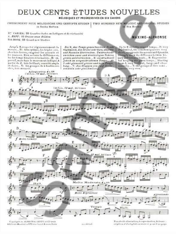 200 Études Nouvelles Mélodiques et Progressives - Volume 6 : 10 grandes études nouvelles virtuosité - etudy pro lesní roh