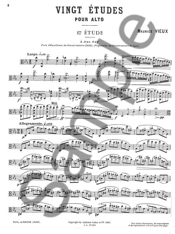 Maurice Vieux: Twenty studies for Viola - etudy pro violu