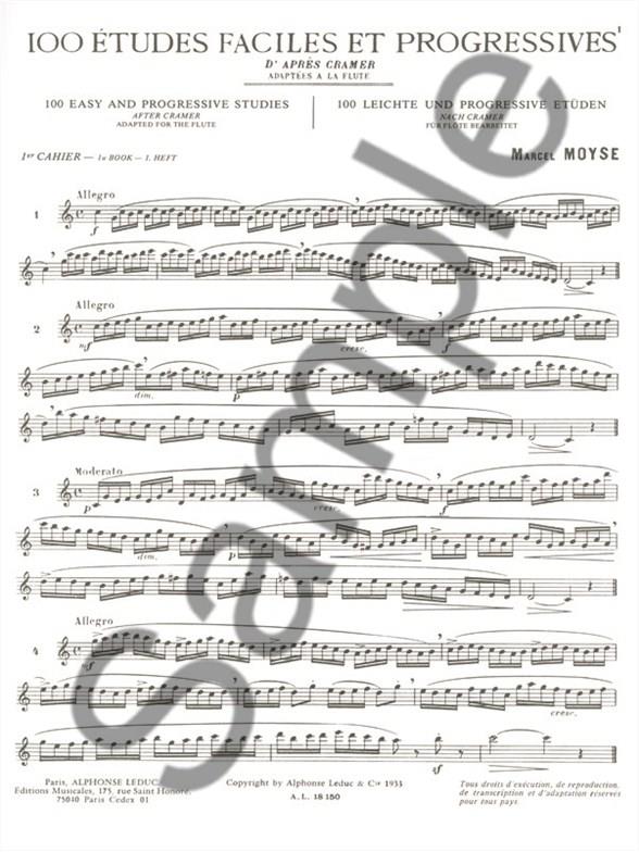 100 Etudes Faciles et Progressives 1 etudy pro příčnou flétnu