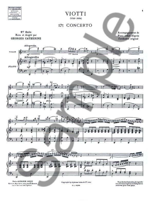 Premiers Solos Concertos Classiques - Concerto no. 17 (Viotti) - noty pro housle a klavír