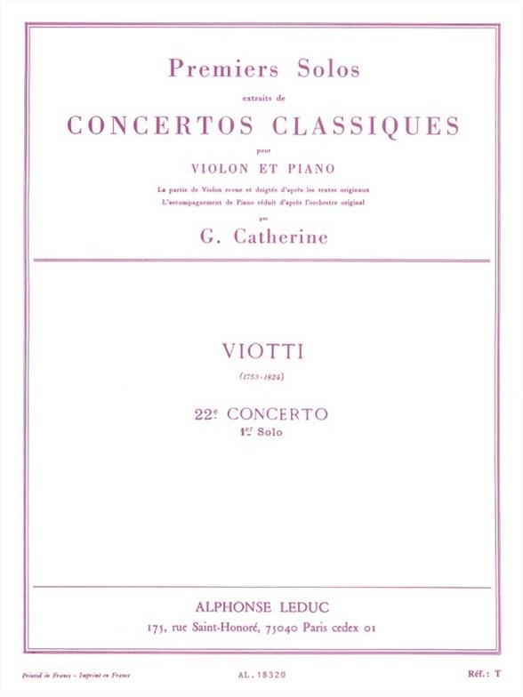 Premiers Solos Concertos Classiques - Concerto no. 22 (Viotti) - noty pro housle a klavír
