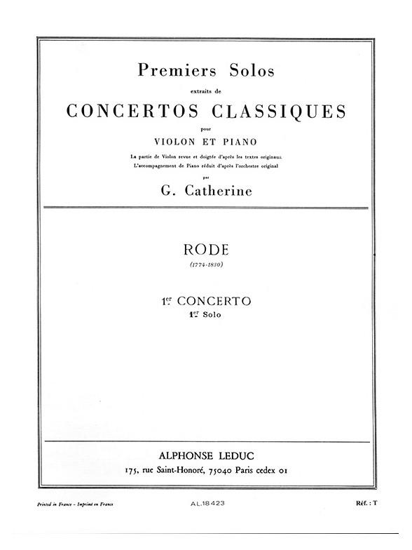 Concerto no. 1 (Rode) - Premiers Solos Concertos Classiques - noty pro housle a klavír