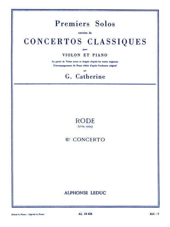 Premiers Solos Concertos Classiques - Concerto no. 6 (Rode) - noty pro housle a klavír