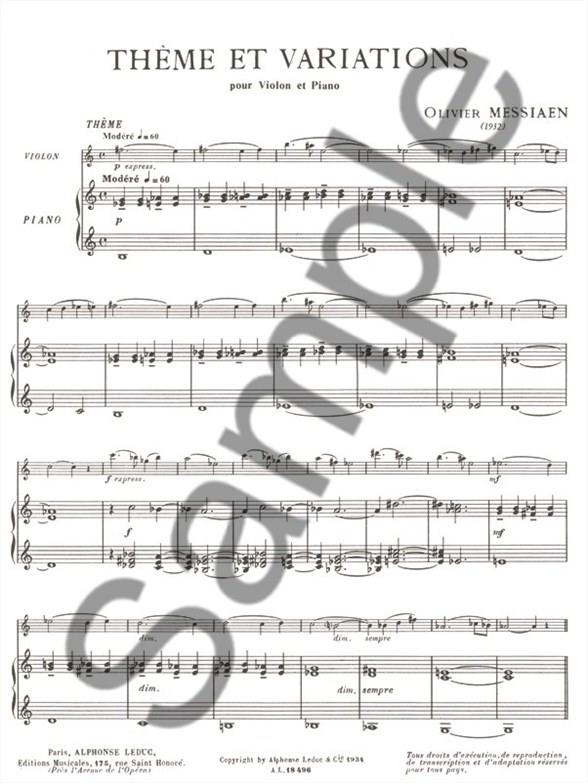 Theme et Variations - noty pro housle a klavír