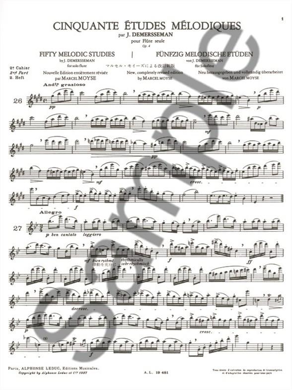 50 Etudes Melodiques de Demersseman op. 4, Vol. 2
