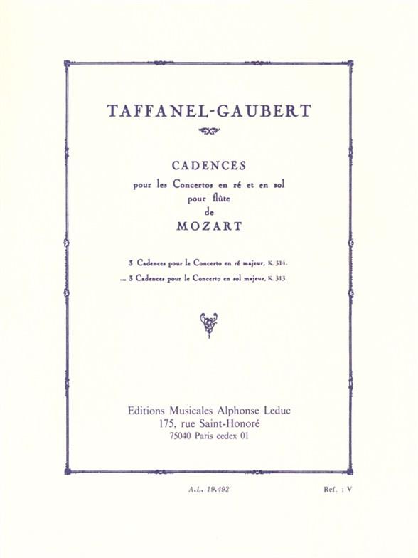 3 Cadences For Mozarts Flute Concerto In G major - pro příčnou flétnu a klavír