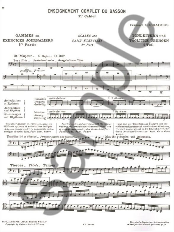 Complete Study of the Bassoon, - Scales and Daily Exercises (Part 1) - pro fagot a klavír